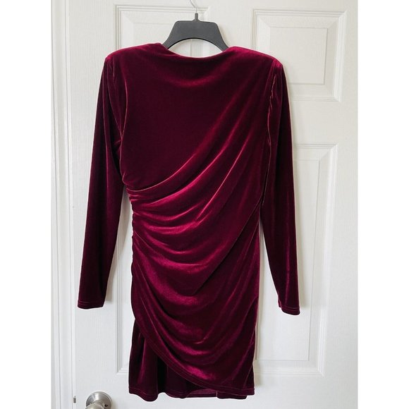NWT Alex Marie Red Side Ruched Velvet Dress - 4P - Picture 3 of 4